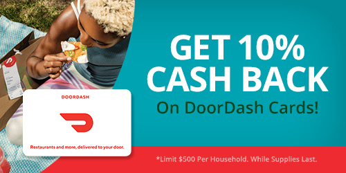 Buy DoorDash Gift Cards | Receive up to 2.50% Cash Back